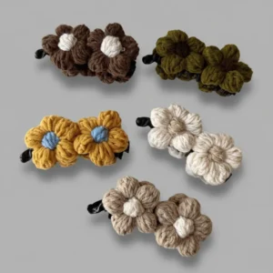 Custom Knitted Flower Banana Hair Clips