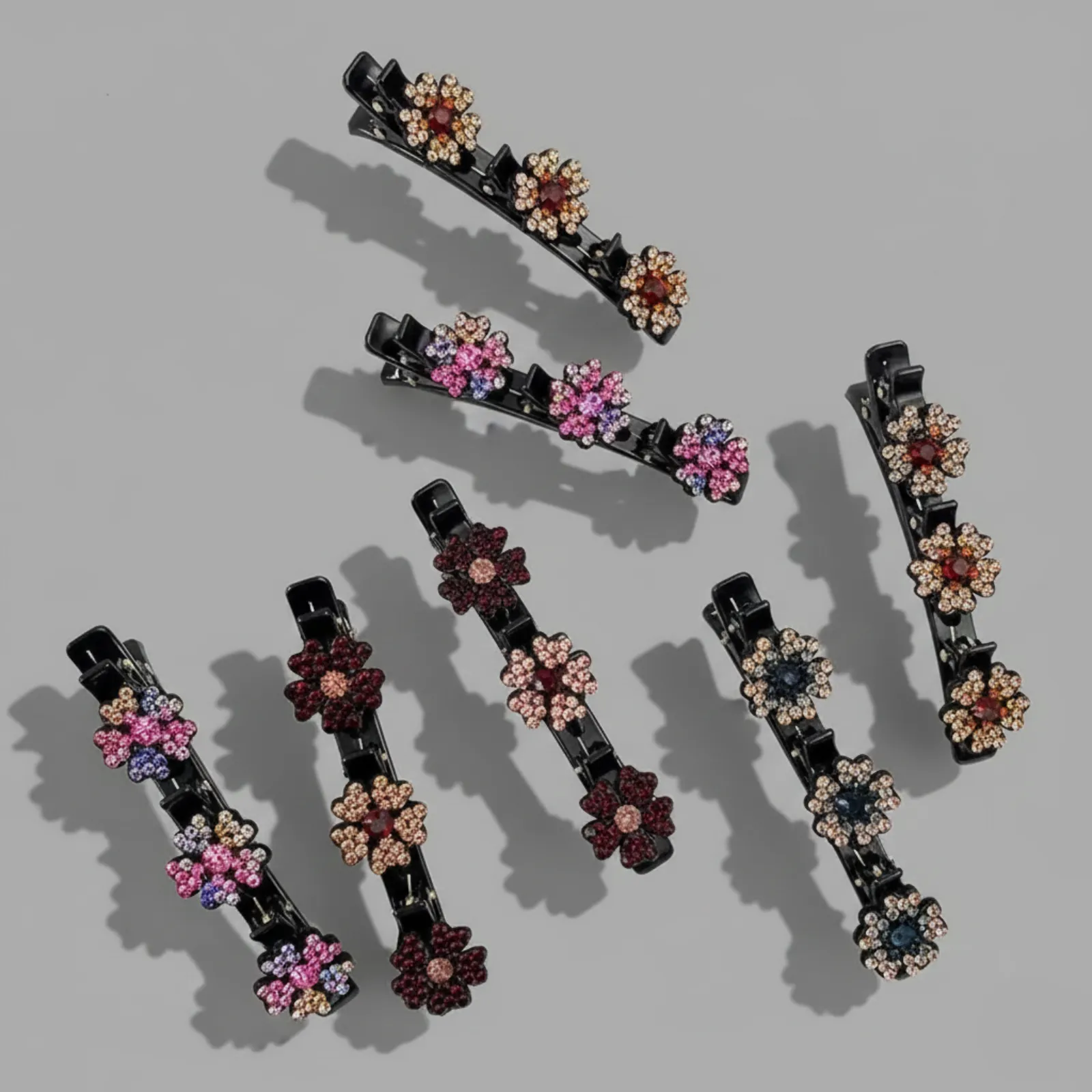 Custom Rhinestone Flower Duckbill Hair Clips