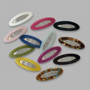 Custom openwork oval acetate snap hair clips