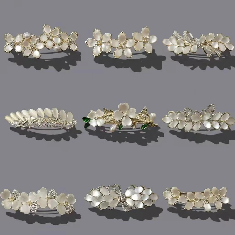 Custom Metal Cat's Eye Stone Barrette Hair Clips