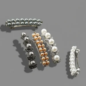 Custom Acetate Curved Barrette Hair Clips feature smooth crescent shape with glossy marbled finish. Premium cellulose acetate provides lightweight gentle snap hold for fine to medium hair in side sections.